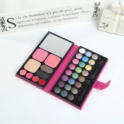 Cosmetics wholesale sombra leather eyeshadow combination with blusher and compact powder