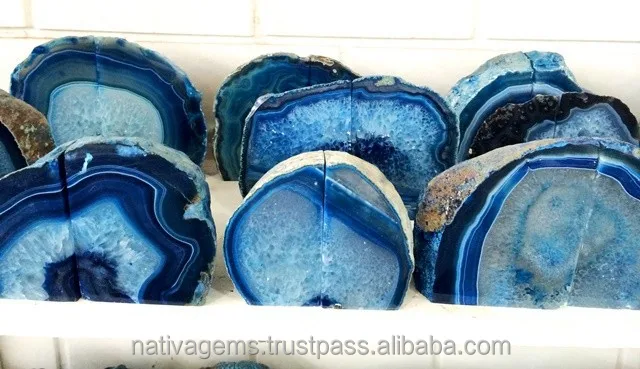 Книжные блоки с голубым агатом