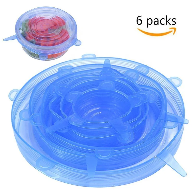 Hot selling 6 Pack Various Sizes Reusable Silicone Stretch Lids