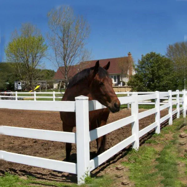 Good quality PVC Vinyl Livestock Fence Cross Rail Horse Fence