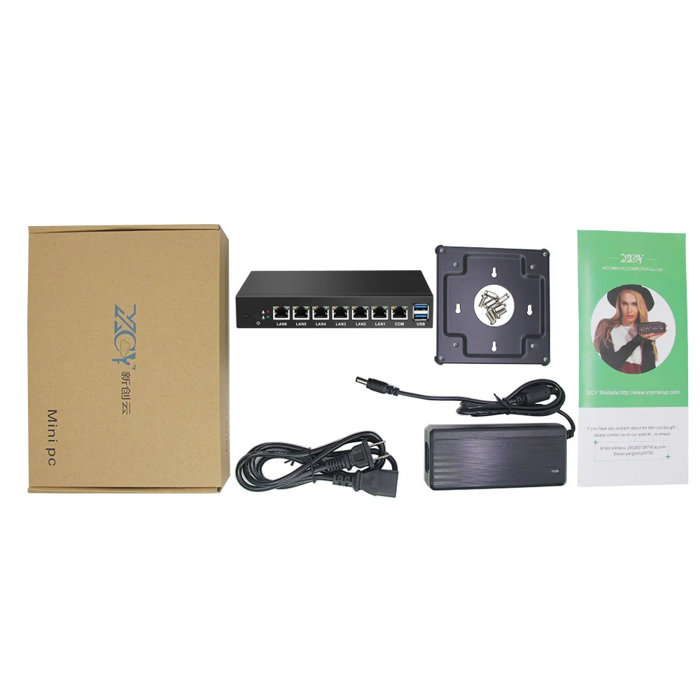 XCY 6 lan материнская плата Pfsense сетевой маршрутизатор сервер Celeron 1037U 1007U брандмауэр мини промышленный компьютер