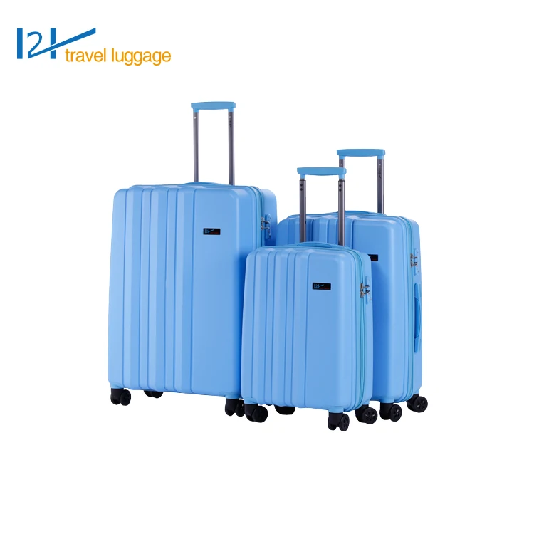 PP material blue sky travel luggage with wheels 360 removeable