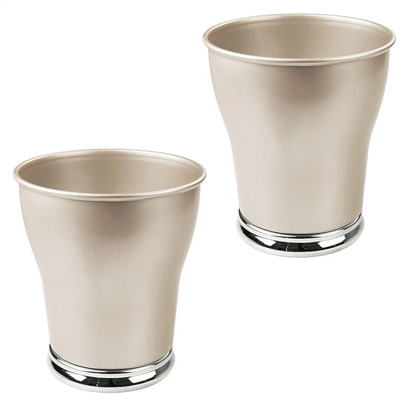 Decorative Metal Small Trash Can Wastebasket, Garbage Container Bin - for Bathrooms, Powder Rooms, Kitchens, Home Offices