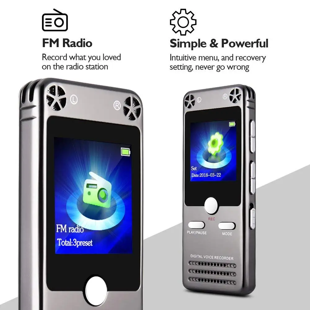 Portable Digital Audio Voice Recorder Recording Device Dictaphone 8GB Memory MP3 Music Player Telephone Conversation Recorder