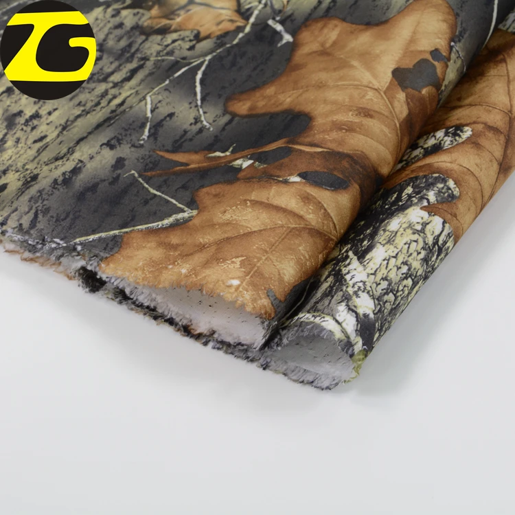 Microfiber peach skin brushed polyester camouflage real tree print fabric for tent