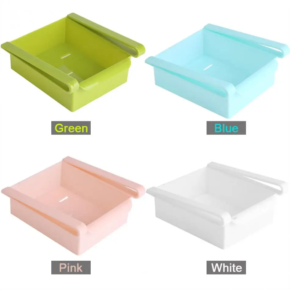 
Useful Refrigerator Storage Box Slide Fridge Freezer Space Saver Organizer Storage Rack Shelf Holder Kitchen Accessories 