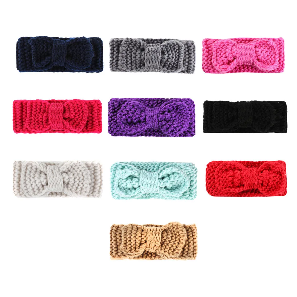Knitted Baby Big Bow Headband Crochet Knit Headwrap