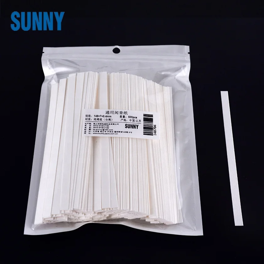 KUNSHAN SUNNY wholesale white perfume test paper Smelling Strips custom logo 148*7*0.4mm