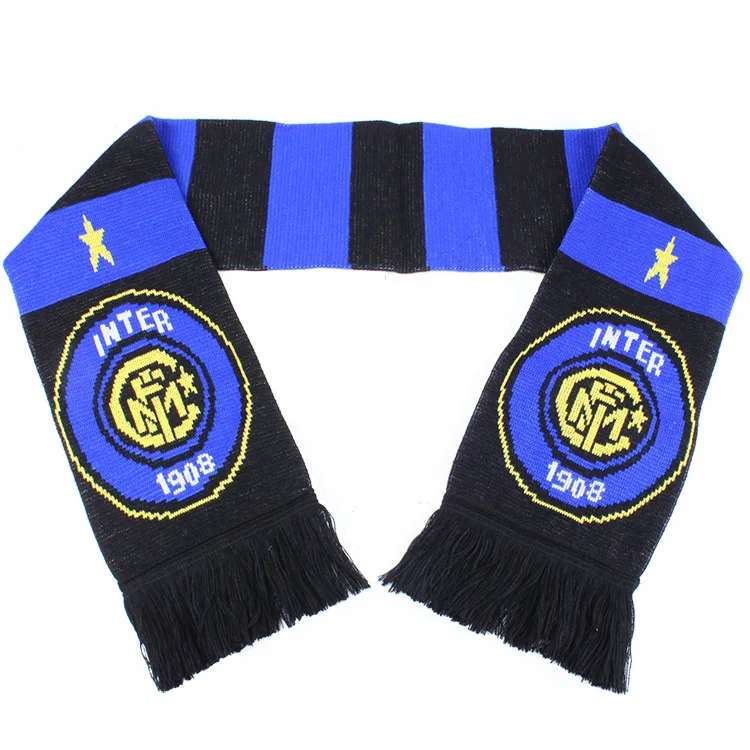 
High quality OEM winter jacquard scarf acrylic sport fan knitted soccer football scarf 