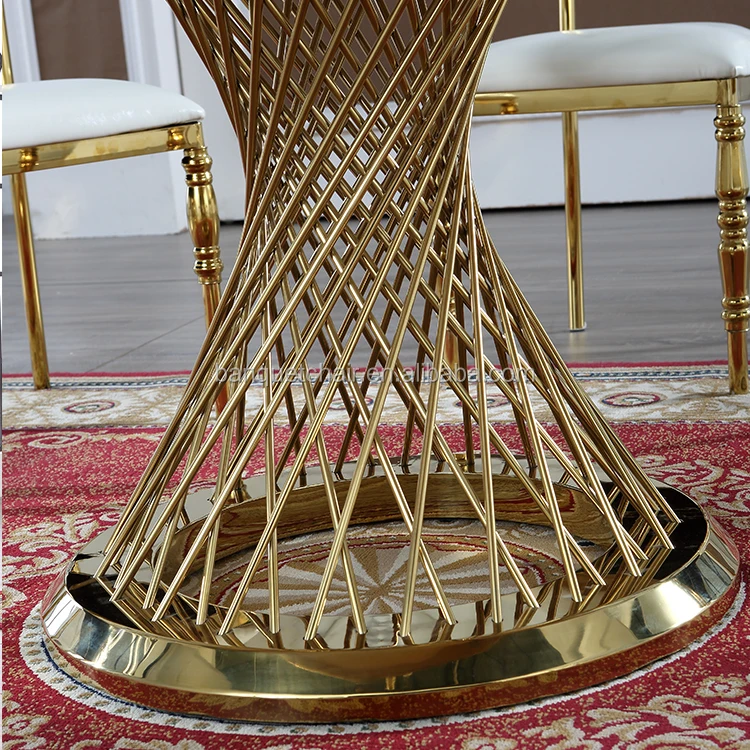 
Home furniture rose gold round dining room table 