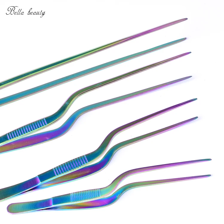 Горячая продажа пищевой нержавеющей стали офсетная печать шеф-повара кухонный Пинцет покрытие Пинцет по заказу