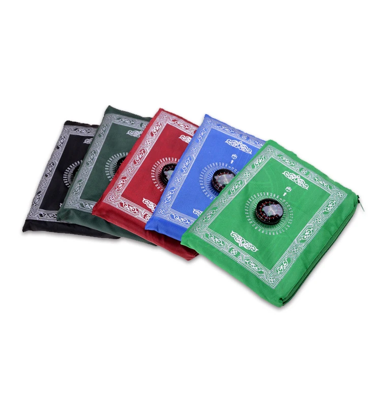 Islamic travel pocket sejadah muslim prayer mat with compass wholesale manufacturer for five colors.
