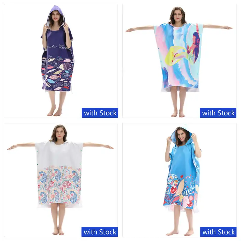 Leisure Daily Use Original Design Large Printed China Supplier Best Quality Private Custom Adult Poncho Hooded Towel