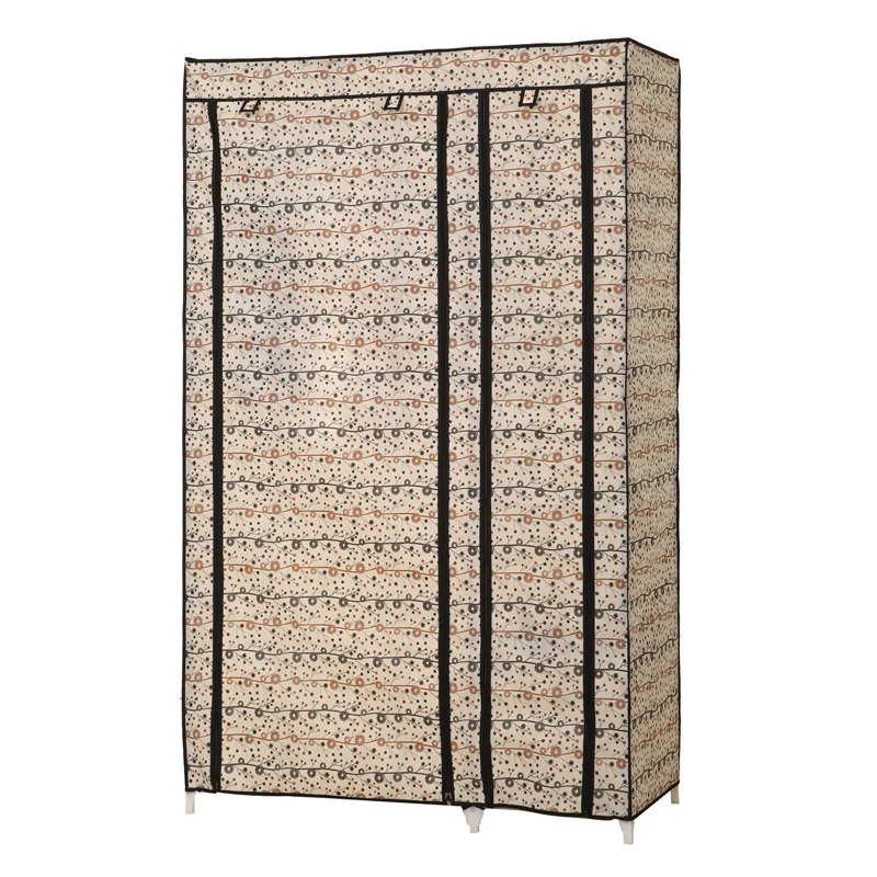 Wuhuan Home furniture general use folding portable fabrci storage zipped wardrobe with artwork design