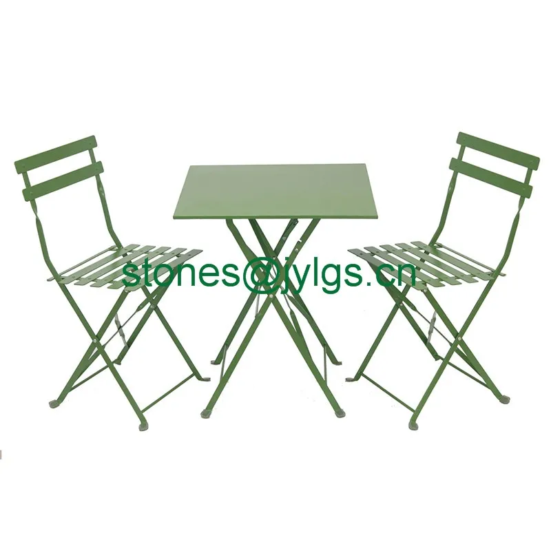 
Metal Garden Balcony Furniture Steel Folding Bistro Table and Chair Set 