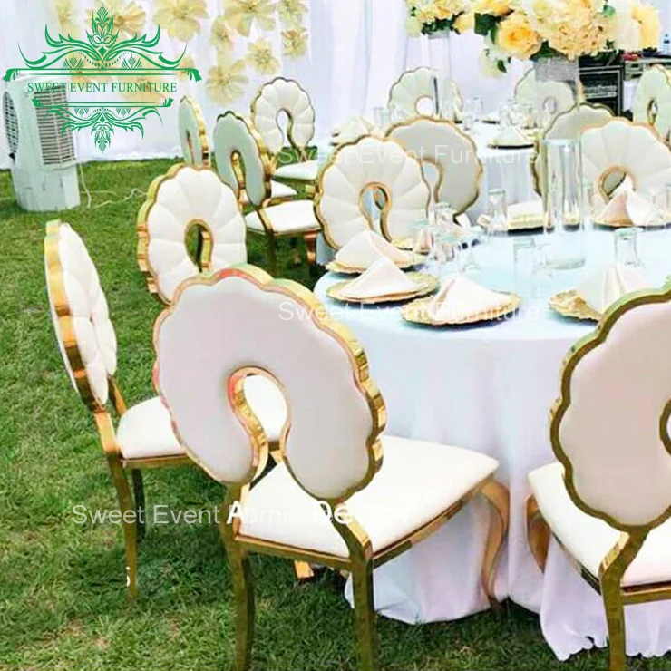Банкетный стул из нержавеющей стали с подушками для свадебного торжества