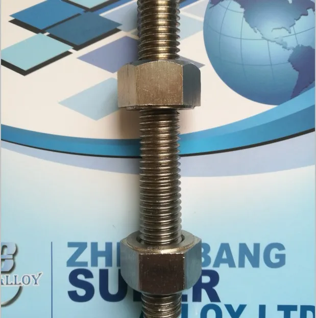 
Stud bolt c/w 2 nuts with material 904L N08904 1.4539 used in oil and gas industry 