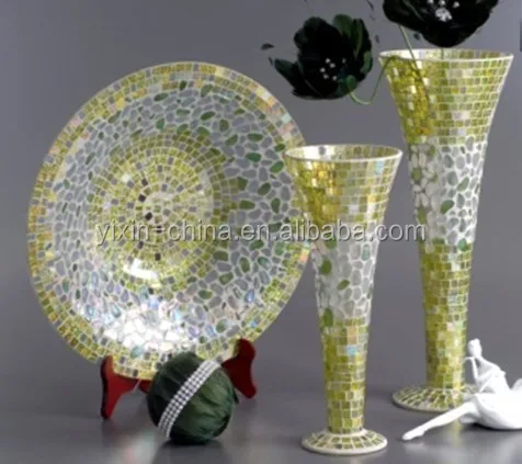 Handmade New Design Resin Mosaic Glass Flower Vases/Glass Mosaic Mirror Vase