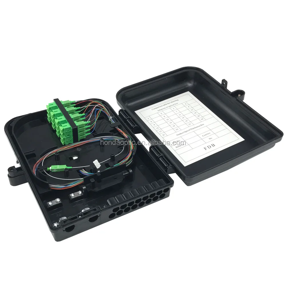 hondao FTTH 16 Core Outdoor Fiber Optical Splitter Distribution Box IP66 Cajas NAP With 16 Mini SC Adapter