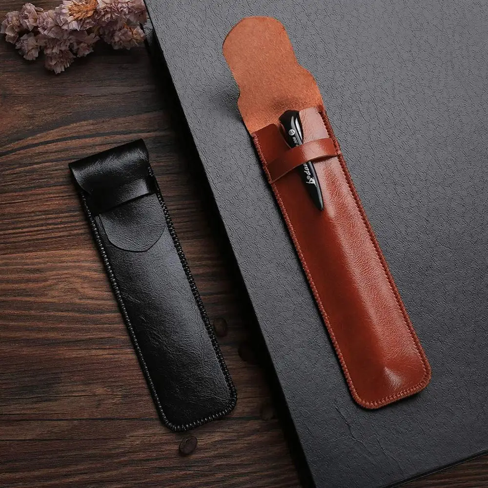 
Factory outlet Soft leather pen case Portable Leather Pen Case Holder Single pen box  (62002347153)
