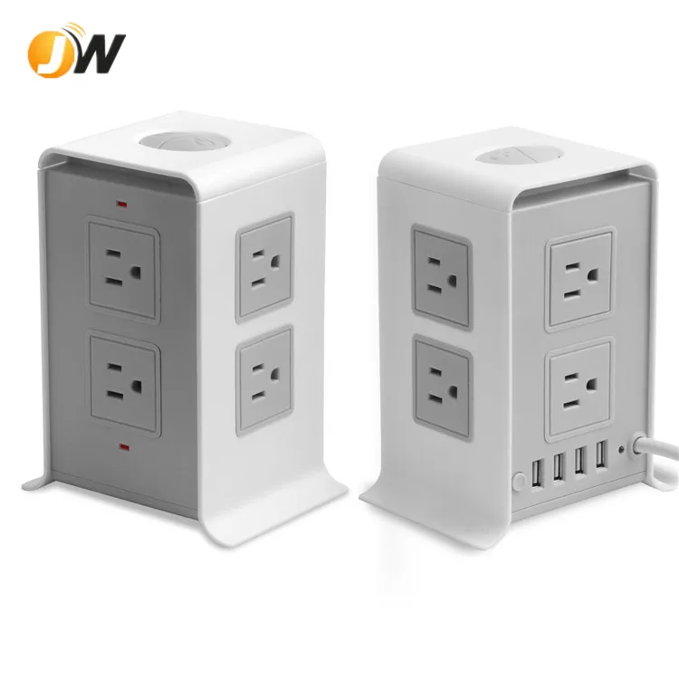 
Amazon Hotsale Two Layer Tower Power Strip with 4 USB Ports and Surge Protection 