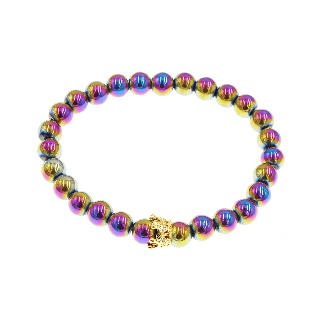 316L Stainless Steel Colorful Mutilcolor Rainbow Color Crown Skull  Cuff Punk Men And Women Bangle Bracelet