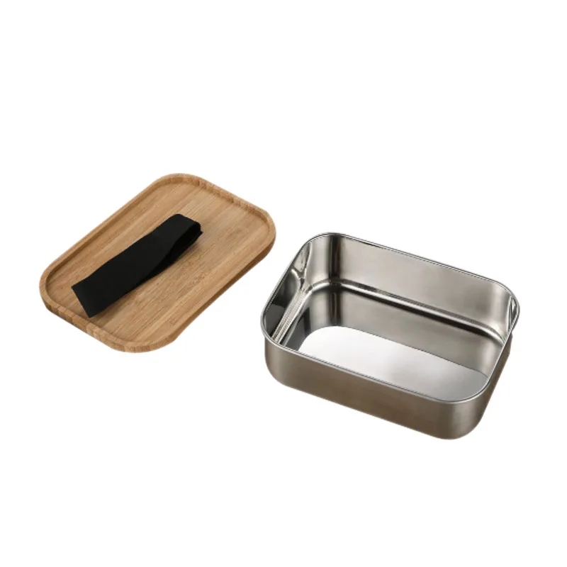 Eco friendly bamboo lip metal bento lunch box  School  Stainless Steel Lunch Containers camping bento Box