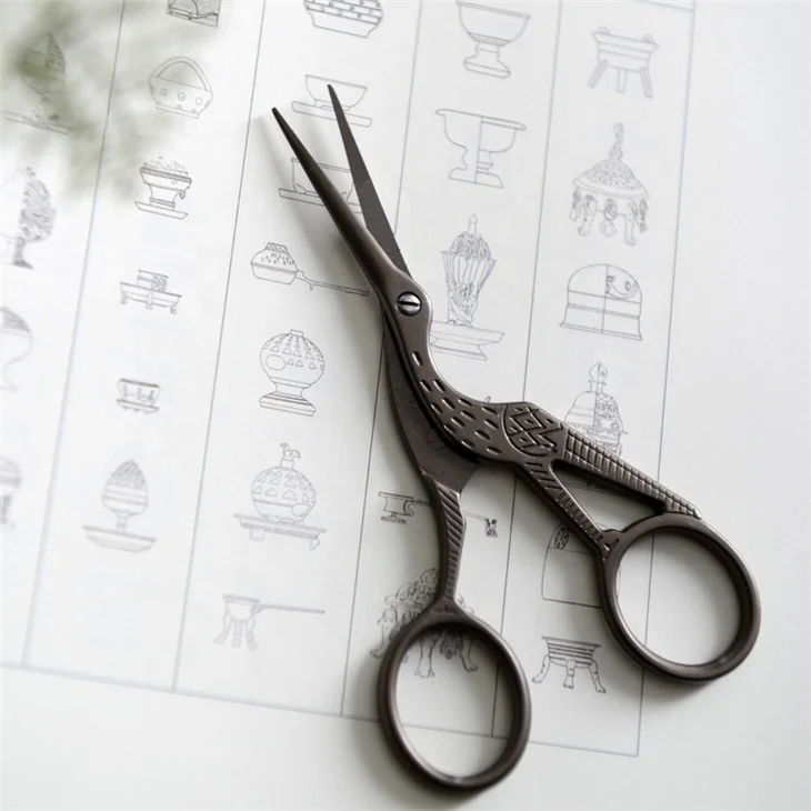 JBJ611 Golden Bird Shape Embroidery Craft  Cross Stitch Sewing Stork Scissors