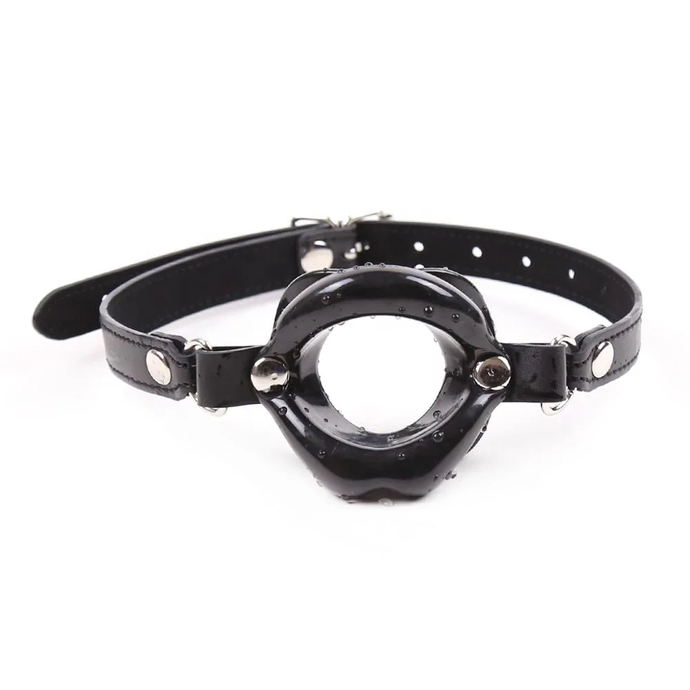 Lip Gag with Pu Strap Sex Slave Silicone Lips O Ring Open Mouth Gag Oral Fetish Bdsm Bondage Restraints Erotic sexual toys adult