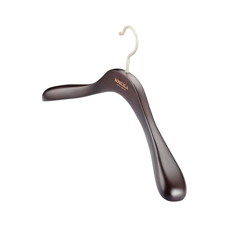 Wholesale cheap price durable custom logo anti slip black wooden coat clothes hanger