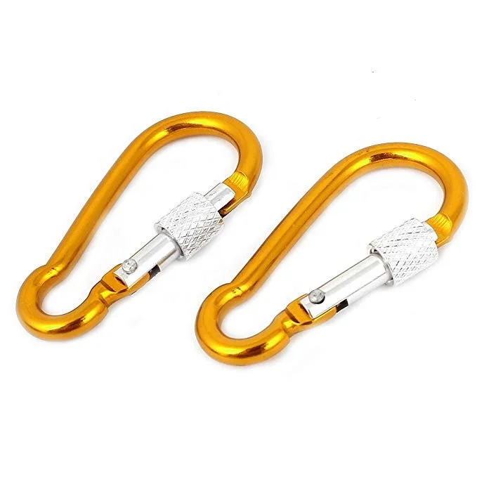 5.5CM Aluminum Carabiner Locking Carabiners Clip Keychain Clip with Screw Gate Hooks Spring Link Buckle For Hammock Camping etc