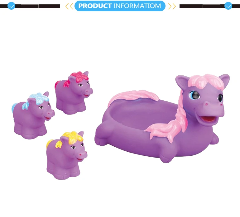 Horse natural toys kids rubber bath toy for baby
