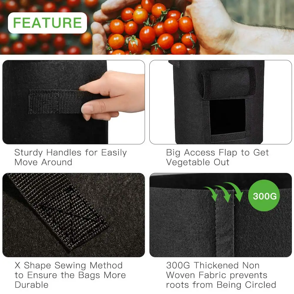 7 Gallon Potato Planter Bags with Access Flap and Handles Aeration Tomato Fabric Plant Pots for Vegetable and Fruit Growing