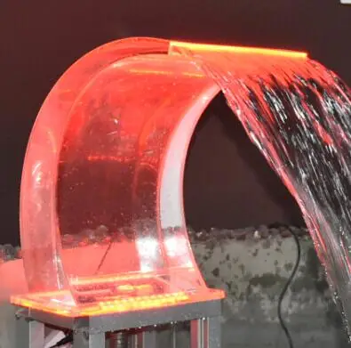 Acrylic pool fountains with colorful LED light swimming pool waterfall fountains
