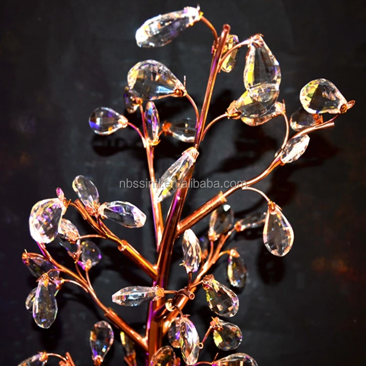 Wedding gold rose luxury crystal tree centerpiece walk way stand for wedding decoration