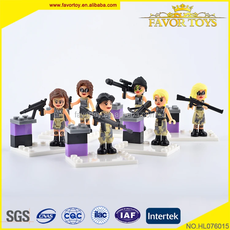 Различные забавный женский солдат стиль пластиковые дети строительных блоков