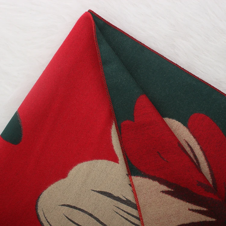 Double Sided Available Fashion Winter Pashmina Jacquard Scarf Big Flower Warm Wraps 100% Cashmere Shawl Scarf Women