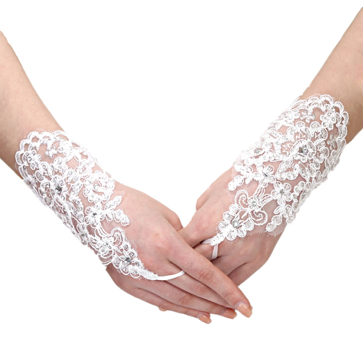 
bridal accessories pretty lace bridal satin wedding fingerless gloves with pearls beaded for ladies dress 