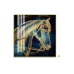 Excellent square UV glass flower horse painting with aluminium frame