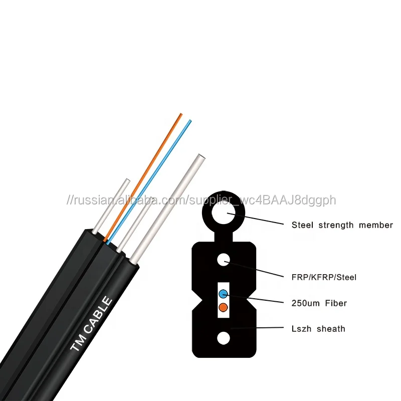 Factory direct 1 core fiber optic cable with aramid yarn as FTTH member strength indoor and outdoor