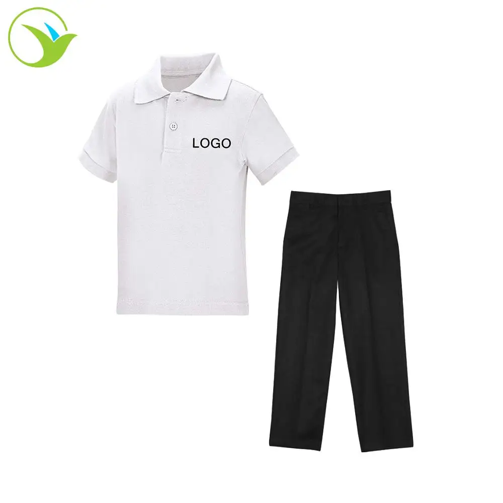 
Kid Custom Cotton Twill Boys Children Primary School Uniform Polo T-Shirt / Pants Uniform For School Children 