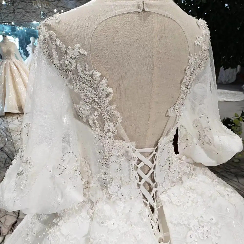 HTL269 Jancember wedding dress bridal gown long sleeve fashion dress for bride puff girl custom made wedding gown