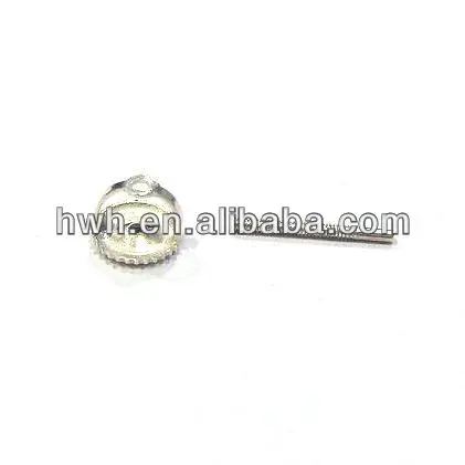 H1209/L Silver Anti-Allergic Earring Screw Post & Screw Back 6mm Diameter