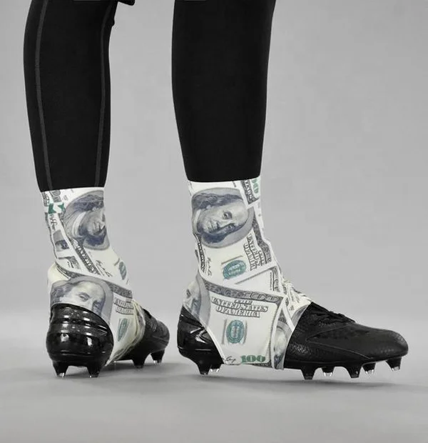 OEM service custom dollar USD design American football sports youth adult cleat covers spats shoes covers
