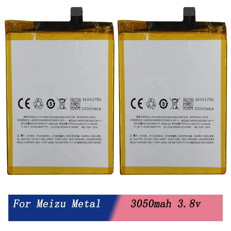 100% oem long durable stable capacity smartphone BT50 battery for Meizu Metal 3050mah 3.8v