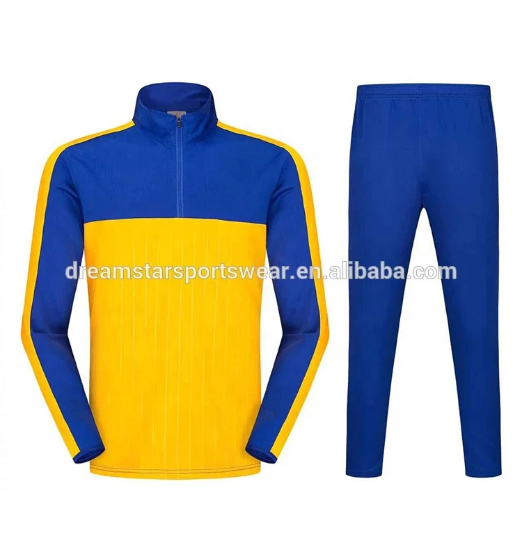 Promotion Best 2022 Blank Orange Half-zipper Soccer Training Jacket Set For High Quality Soccer Tracksuit