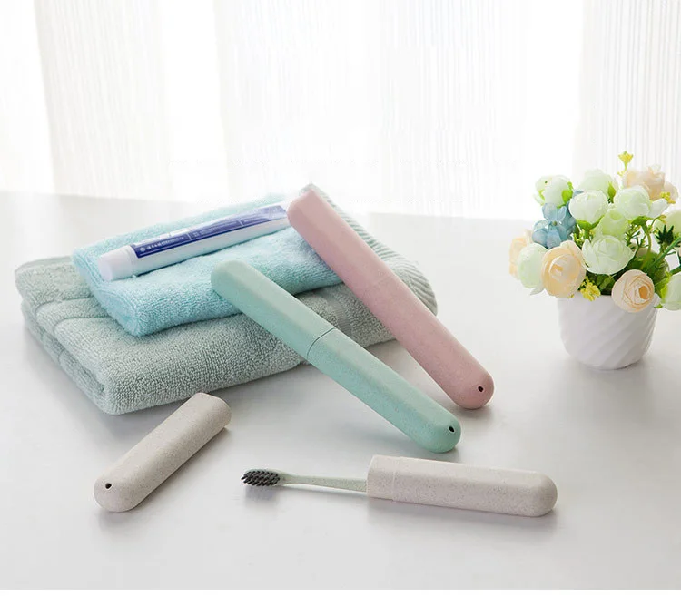 Tooth brush holder travel plastic toothbrush case with wheat straw material