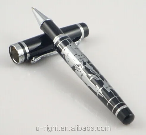 13.5 CM Silver Metal Roller Pen Map