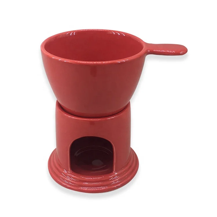 Holiday chocolate cheese food warmer personalized ceramic candle fondue