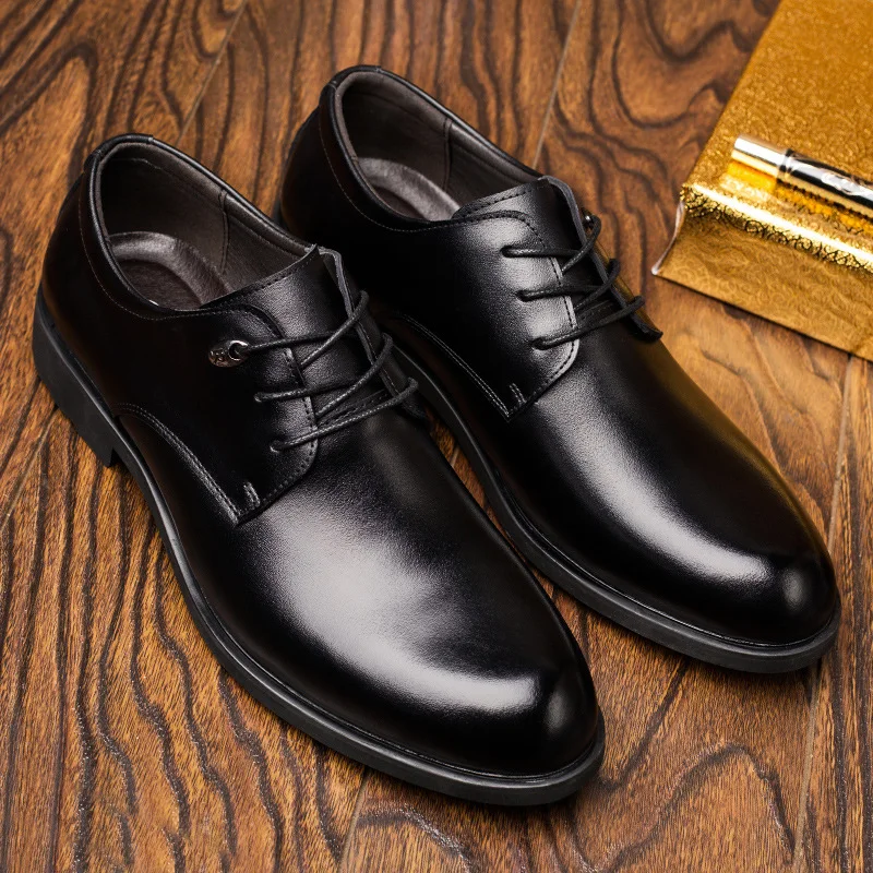 Wholesale black brown high quality genuine leather shoes custom men dress shoes
